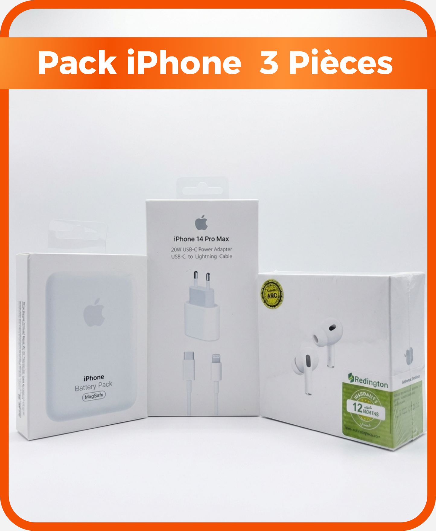 3 Pièces Écouteurs + Power Bank 10 000 mAh + Chargeur Rapide + Câble