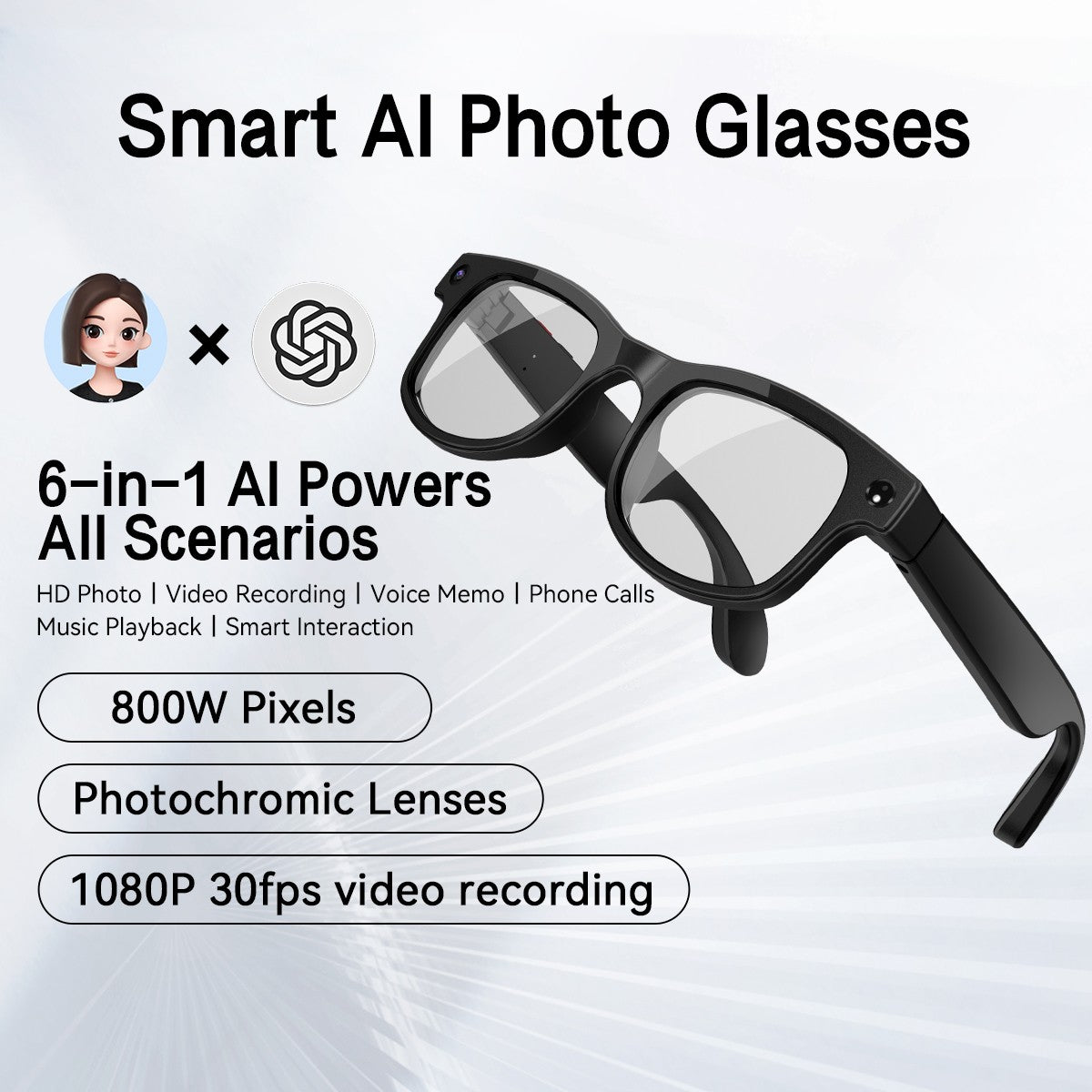 AIMB-G1 Smart Glasses 1200P Video Recording
